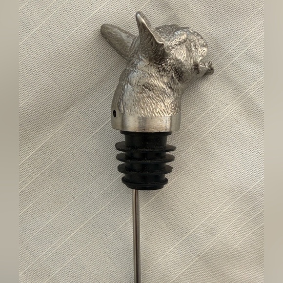 Silver Frenchie Dog Bottle Stopper/Aerator NIB - Picture 3 of 5